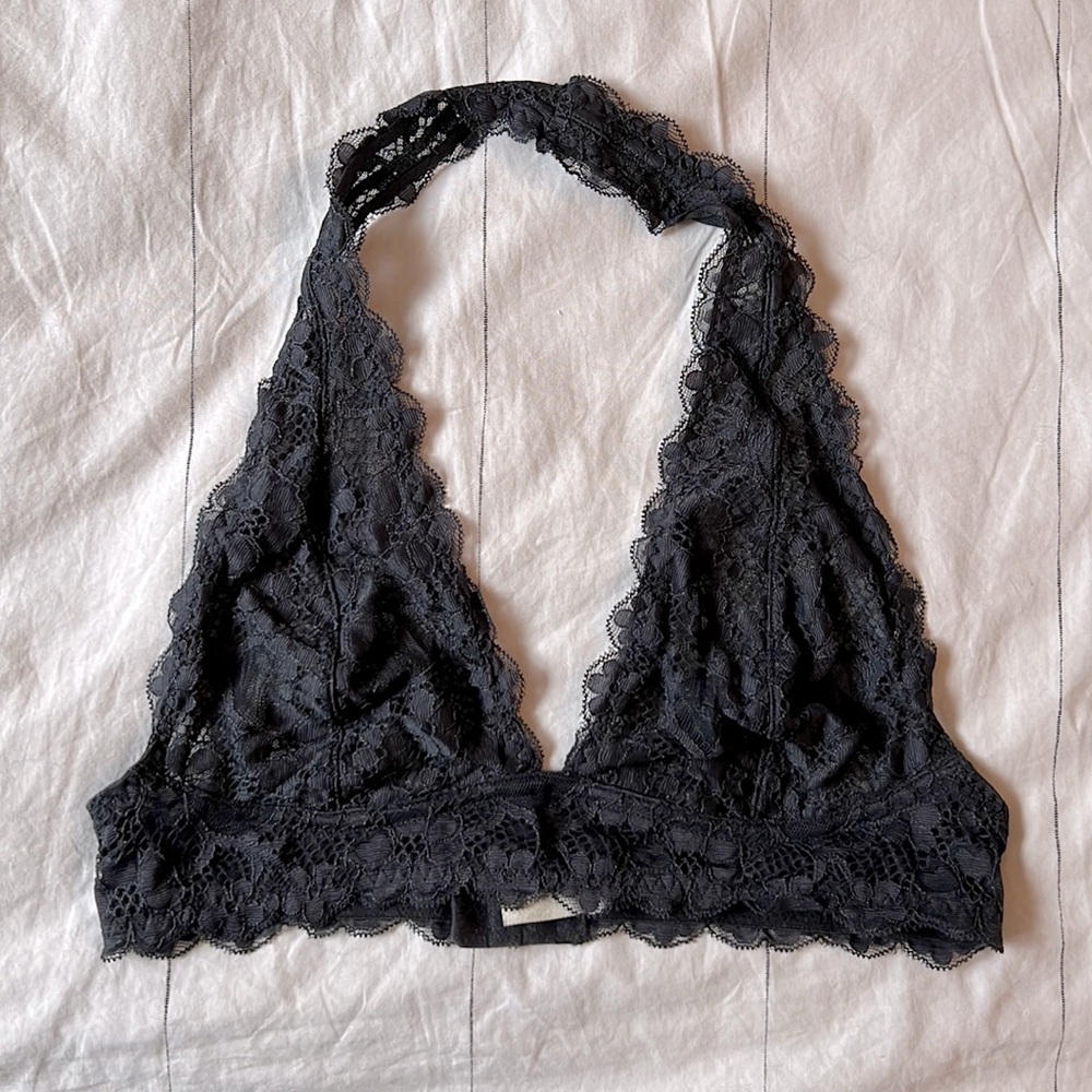 Free People Halter Lace Bralette - NWOT - Navy